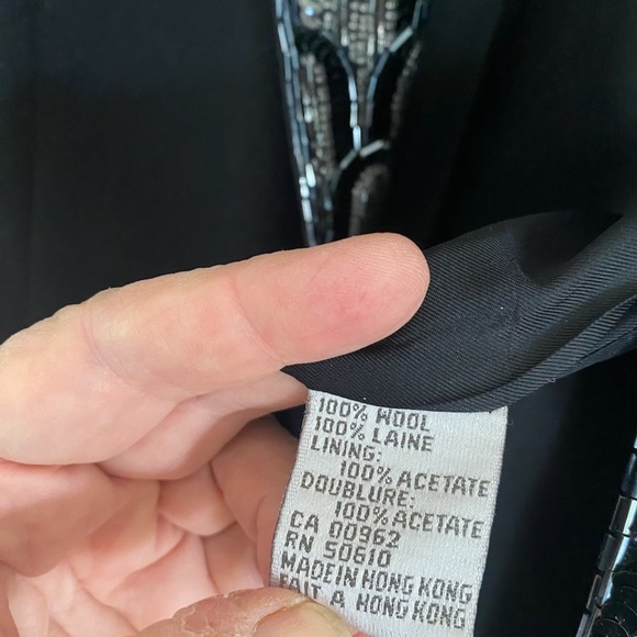 Vintage 1980s Nolan Miller for DYNASTY Black Wool Jacket w/Jet Beaded lapels - Picture 11 of 11